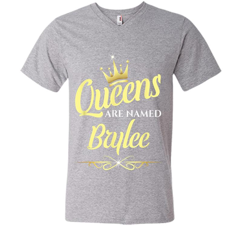 Inktee Store - Queens Are Named Brylee V-Neck T-Shirt Image