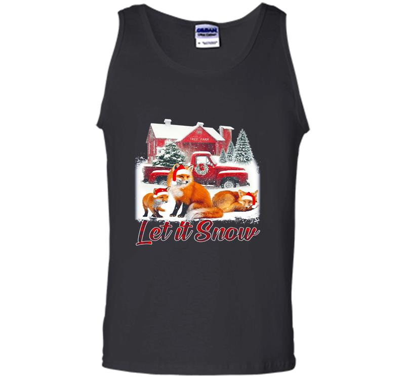Inktee Store - Red Foxs Let It Snow Christmas Mens Tank Top Image