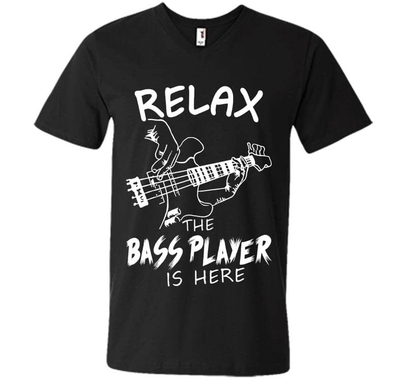 Relax Guitar The Bass Player Is Here V-Neck T-Shirt