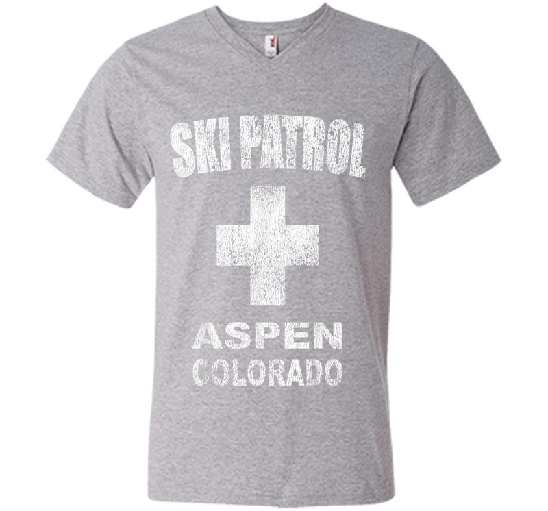 Inktee Store - Retro Official Aspen Colorado Ski Patrol V-Neck T-Shirt Image