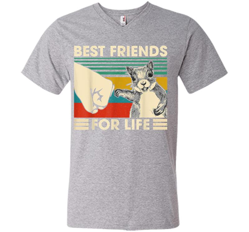 Inktee Store - Retro Vintage Squirrel Best Friend For Life Fist Bump V-Neck T-Shirt Image