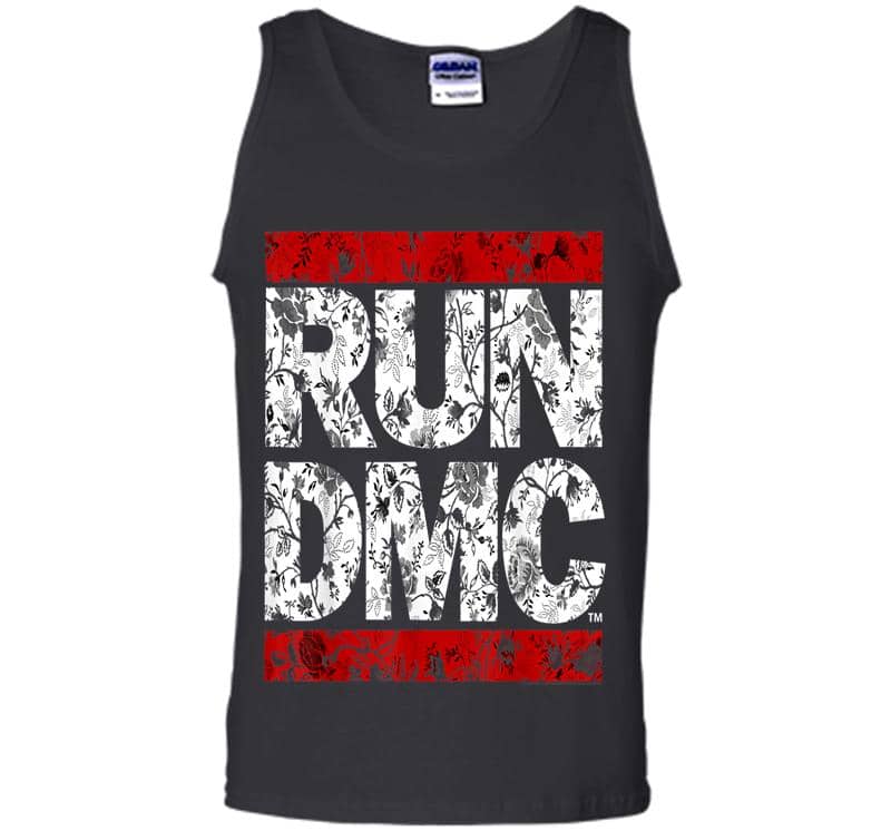 Inktee Store - Run Dmc Official Floral Red Logo Mens Tank Top Image