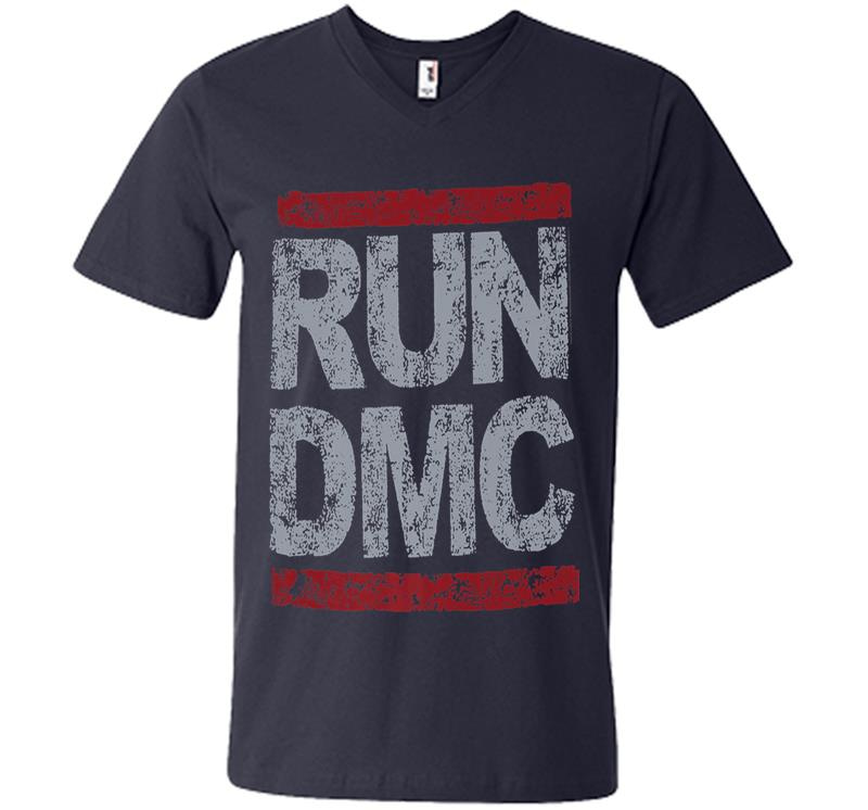 Inktee Store - Run Dmc Official Grunge Logo Premium V-Neck T-Shirt Image