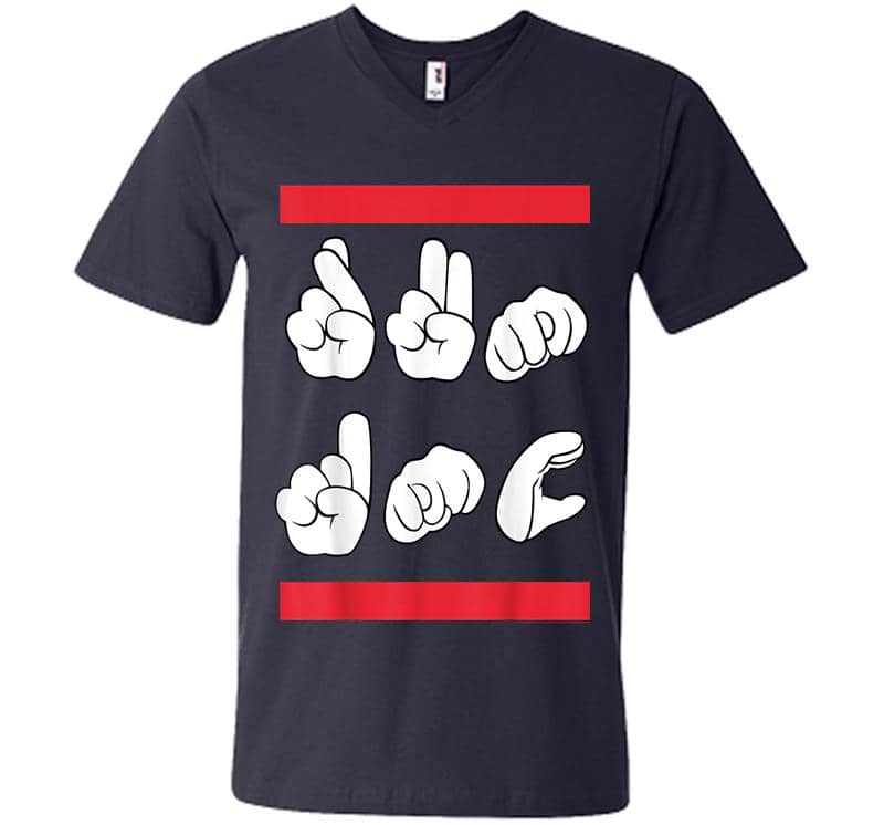 Inktee Store - Run Dmc Official Sign Language V-Neck T-Shirt Image