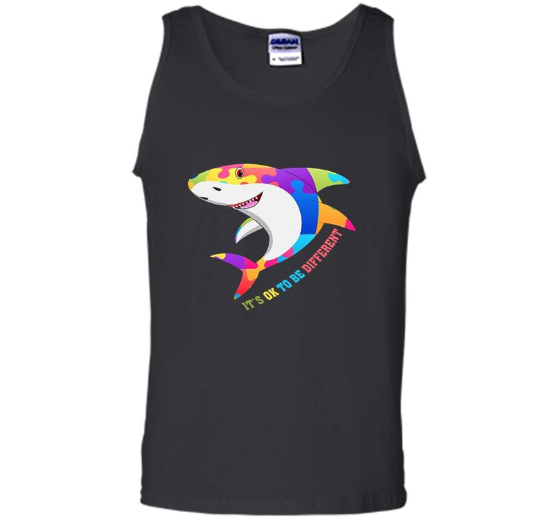 Inktee Store - Shark Autism It’s Ok To Be Different Mens Tank Top Image