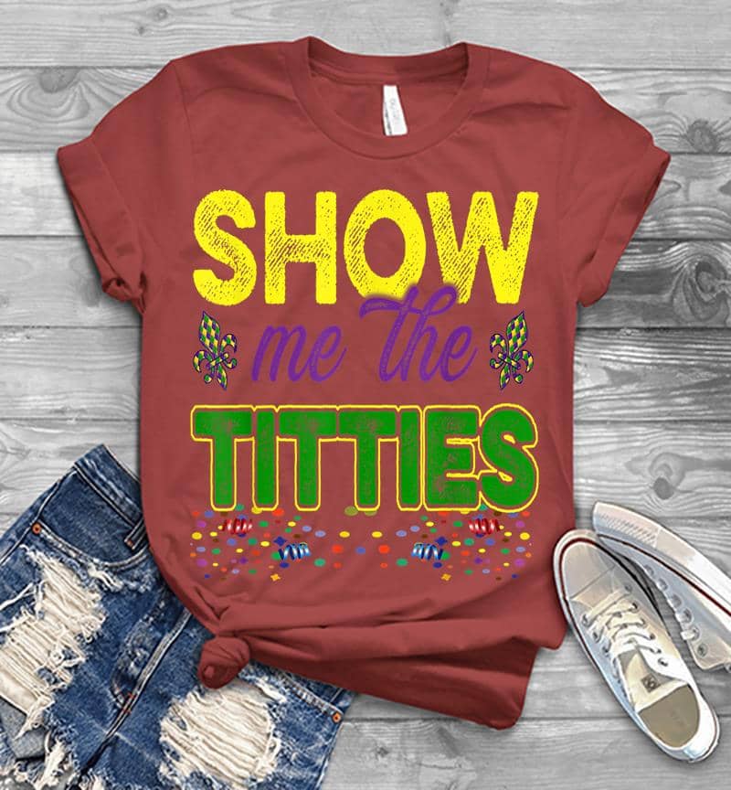 Inktee Store - Show Me The Titties Funny Mardi Gras Meme Fat Tuesday Mens T-Shirt Image