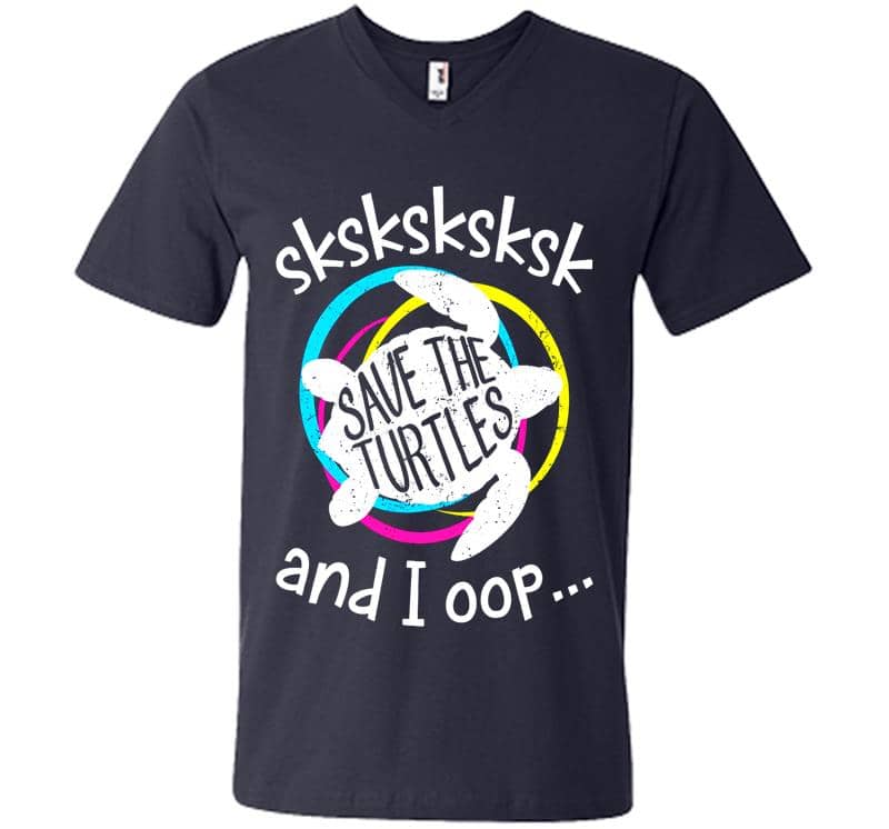Inktee Store - Sksksksksk And I Oop Save The Turtles V-Neck T-Shirt Image