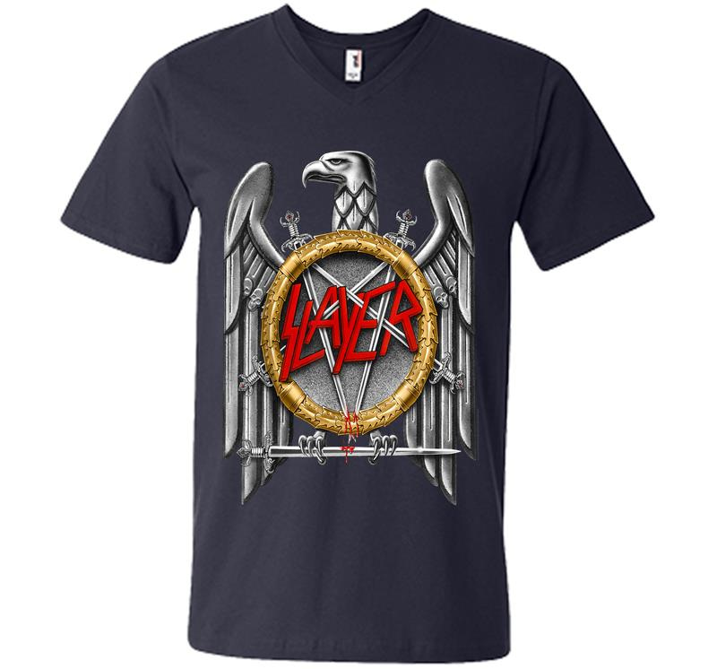 Inktee Store - Slayer Silver Eagle V-Neck T-Shirt Image