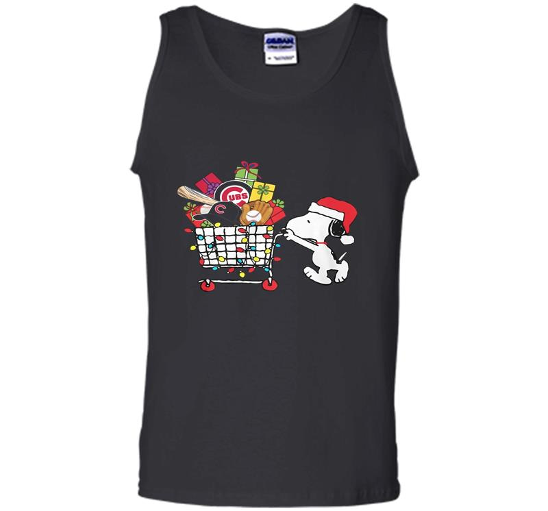 Inktee Store - Snoopy Chicago Cubs Cart Full Of Christmas Light Mens Tank Top Image
