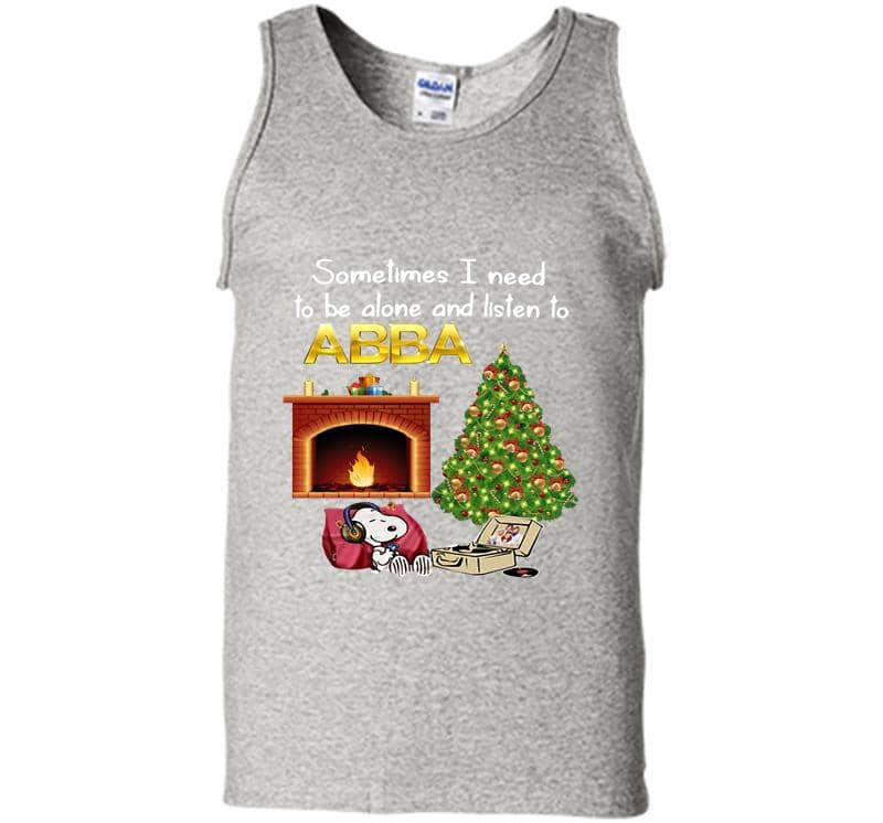 Snoopy Sometimes I Need To Be Alone And Listen To Abba Christmas Mens Tank Top