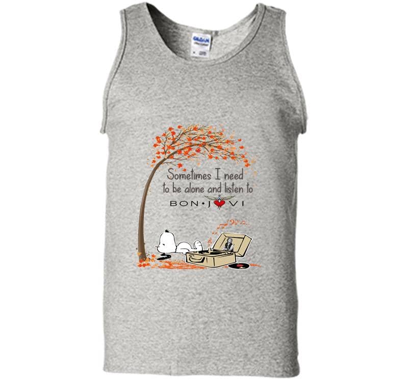 Snoopy Sometimes I Need To Be Alone And Listen To Bon Jovi Mens Tank Top