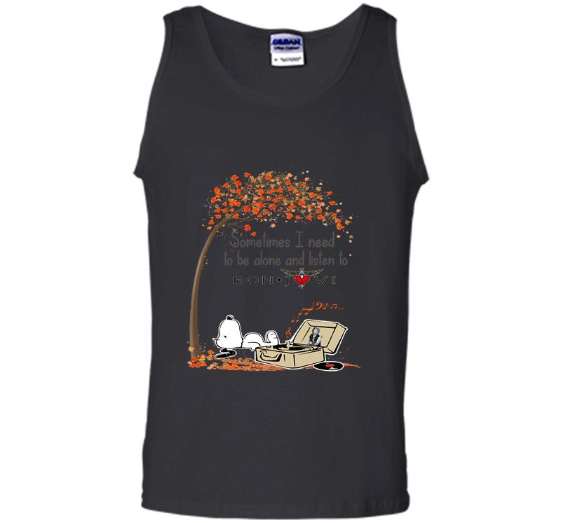 Inktee Store - Snoopy Sometimes I Need To Be Alone And Listen To Bon Jovi Mens Tank Top Image