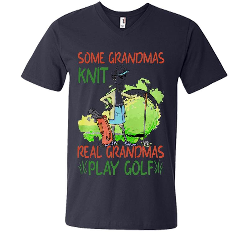 Inktee Store - Some Grandmas Knit Real Grandmas Play Golf V-Neck T-Shirt Image
