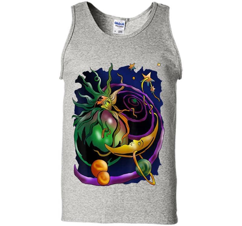 Space Sun Moon Star Psychedelic Hippie Art Perfect Idea Mens Tank Top