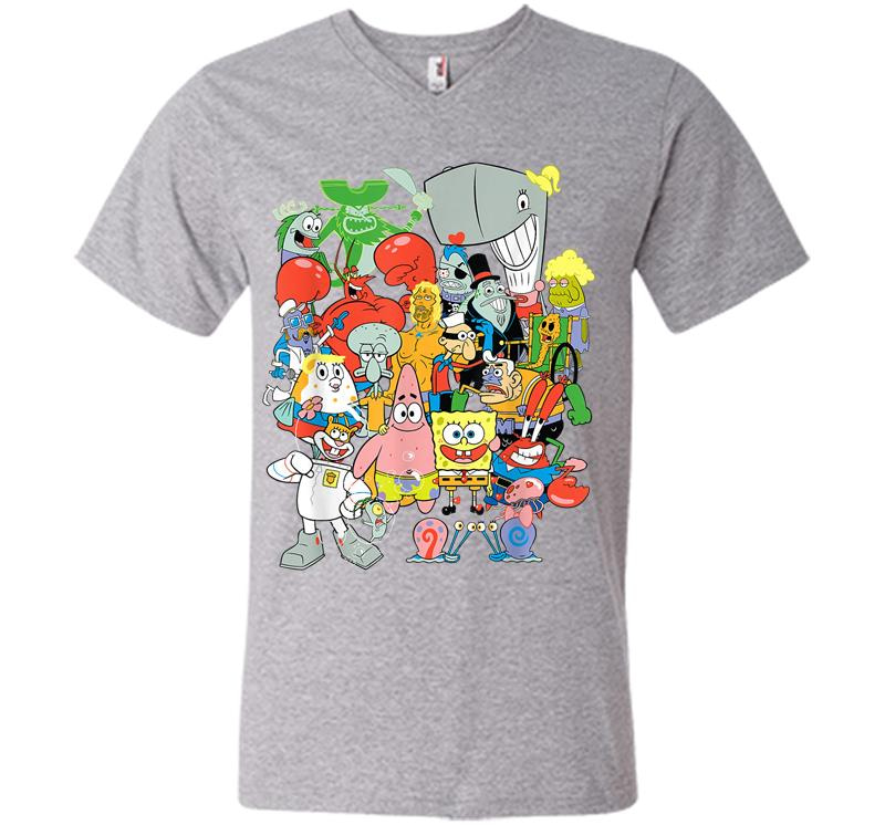 Inktee Store - Spongebob Squarepants Cast Of Characters V-Neck T-Shirt Image