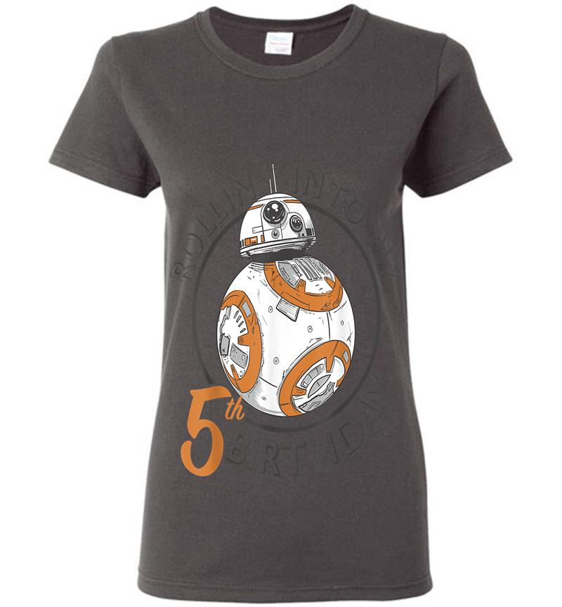 Inktee Store - Star Wars Bb-8 Rollin Into My 5Th Birthday Portrait Womens T-Shirt Image