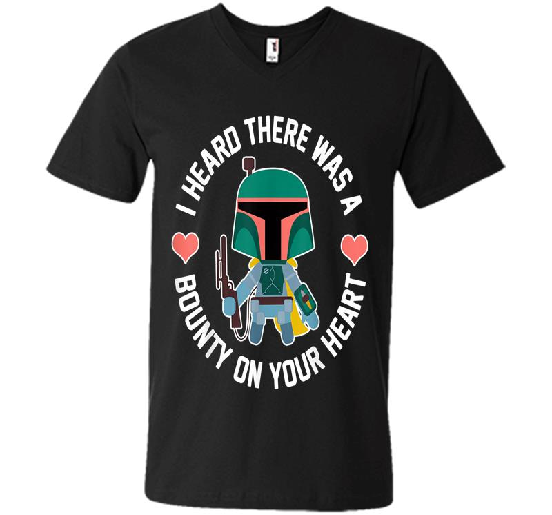 Star Wars Boba Fett Bounty Heart Valentine'S Graphic V-Neck T-Shirt