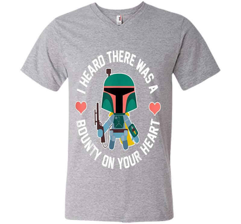 Inktee Store - Star Wars Boba Fett Bounty Heart Valentine'S Graphic V-Neck T-Shirt Image