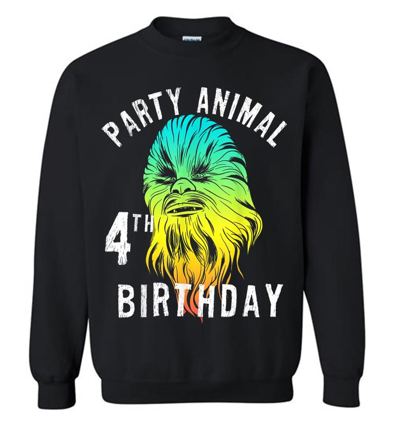 Star Wars Chewie Party Animal 4Th Birthday Colorful Portrait Sweatshirt