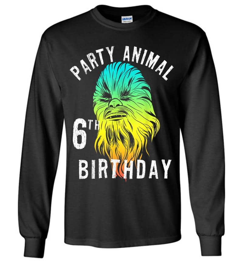 Star Wars Chewie Party Animal 6Th Birthday Color Portrait Long Sleeve T-Shirt