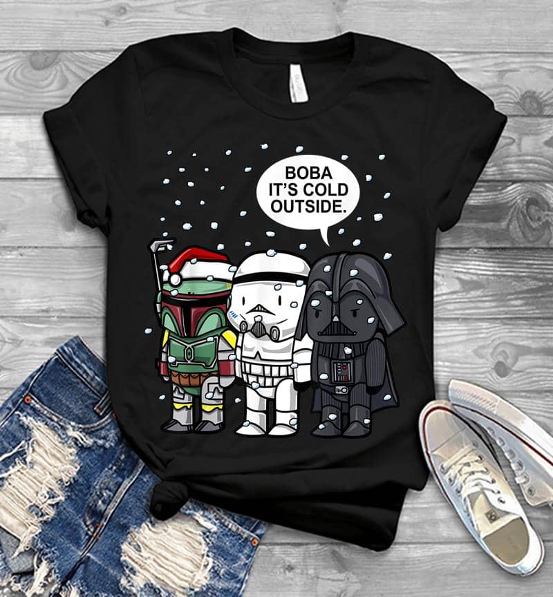 Star Wars Christmas Boba It'S Cold Outside Graphic Mens T-Shirt