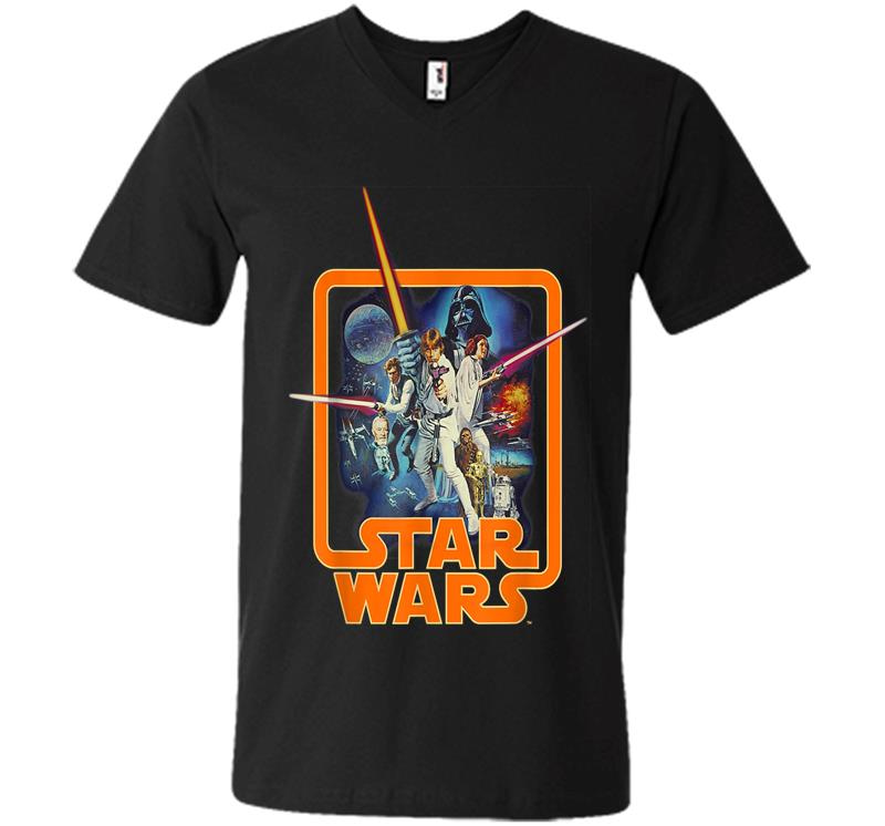 Star Wars Classic A New Hope Movie Badge Graphic V-Neck T-Shirt
