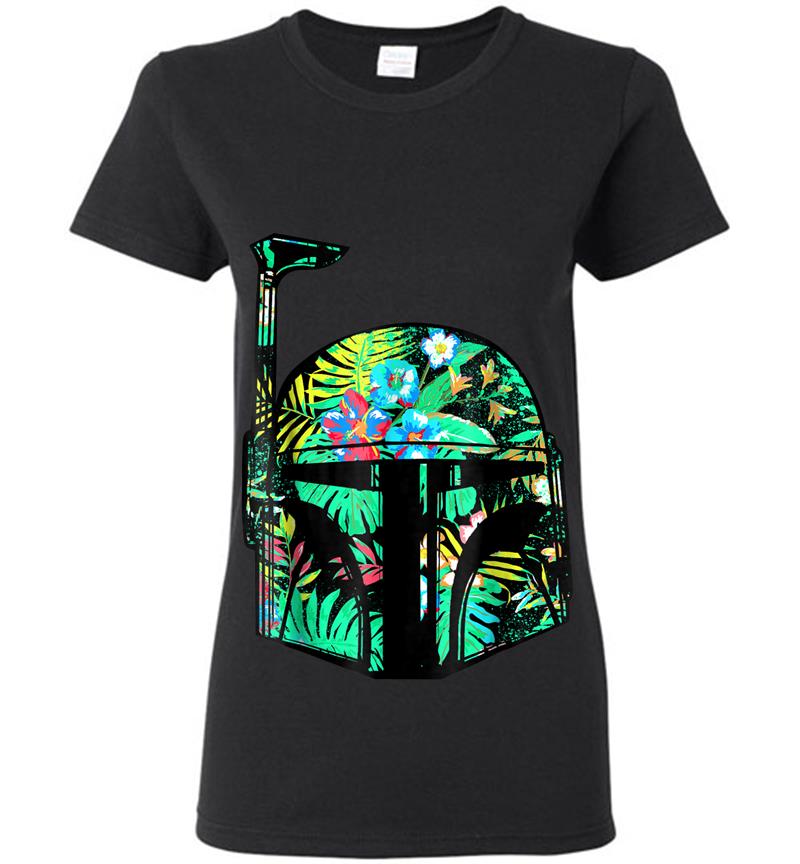 Star Wars Classic Hawaiian Print Boba Fett Helmet Womens T-Shirt