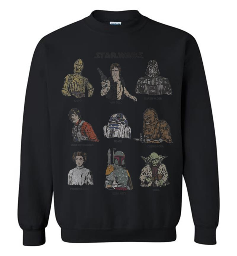 Star Wars Classic Retro Character Cast Cartoon Style Sweatshirt