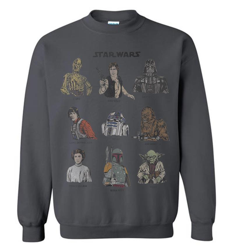 Inktee Store - Star Wars Classic Retro Character Cast Cartoon Style Sweatshirt Image