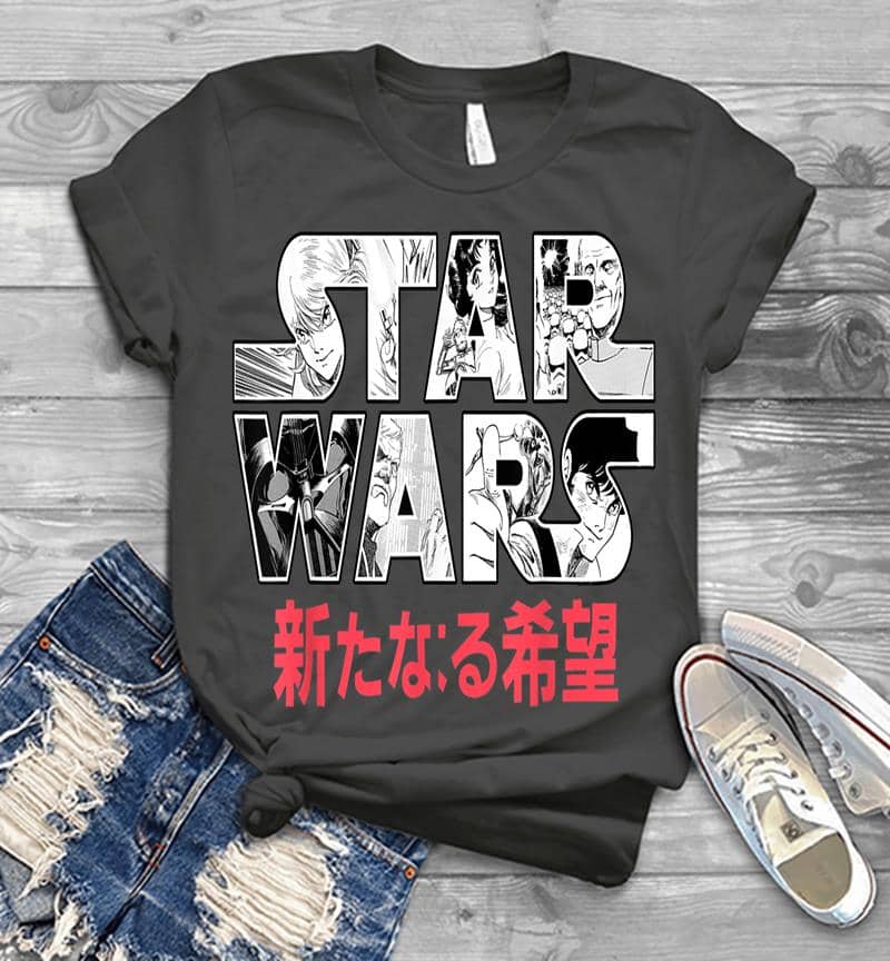Inktee Store - Star Wars Comic Logo Kanji Typeface Graphic Mens T-Shirt Image