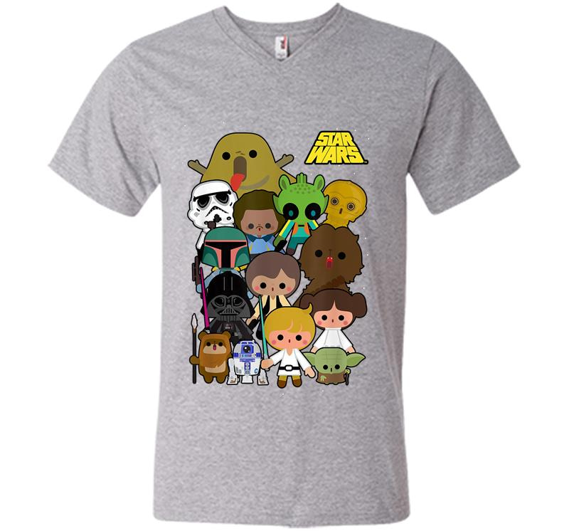 Inktee Store - Star Wars Cute Cartoon Character Group Kawaii V-Neck T-Shirt Image
