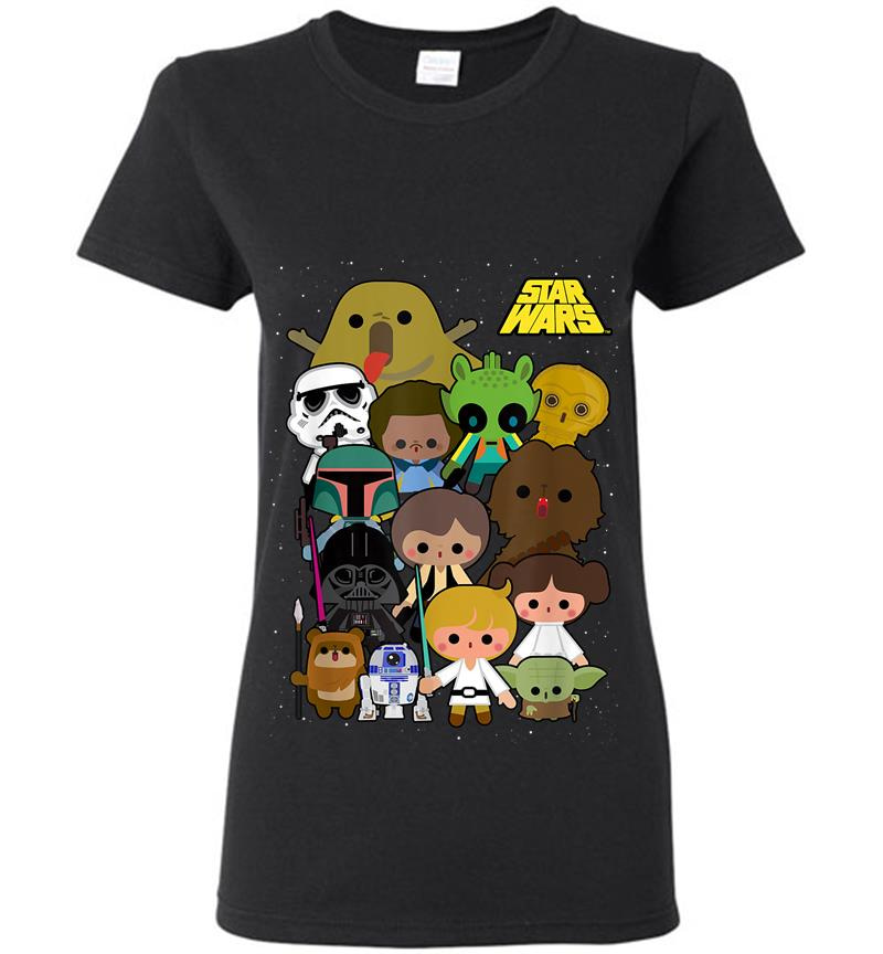 Star Wars Cute Cartoon Character Group Kawaii Womens T-Shirt