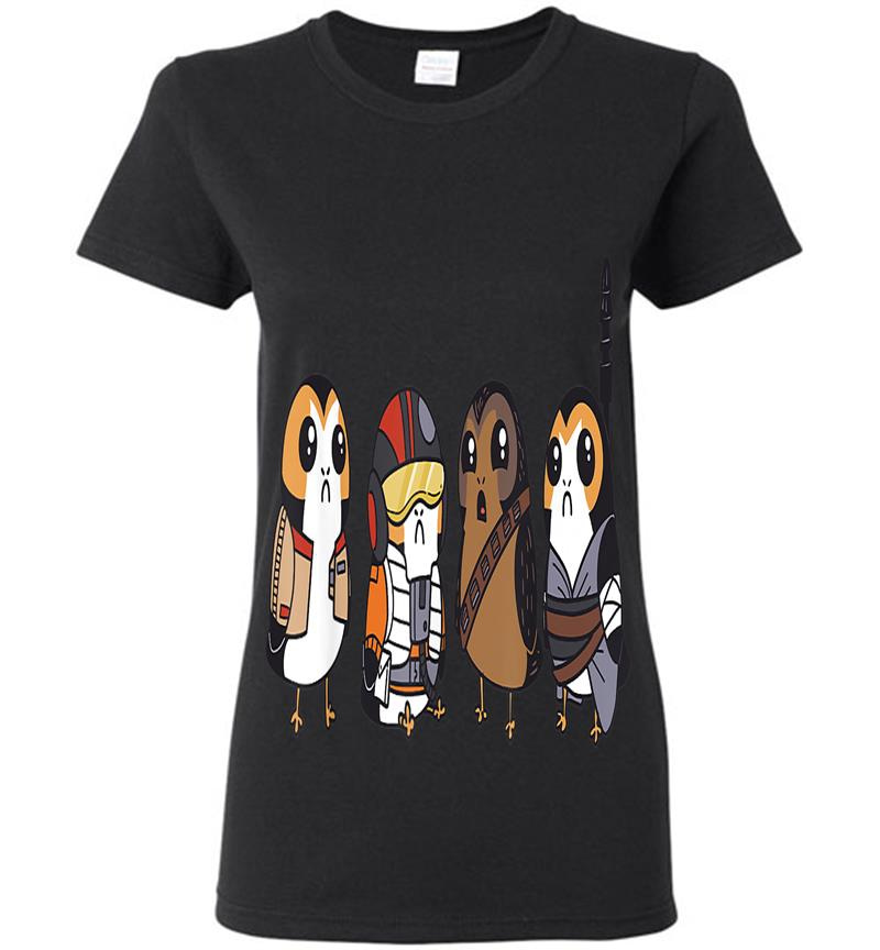Star Wars Cute Porgs Dressed As Characters Portrait Womens T-Shirt