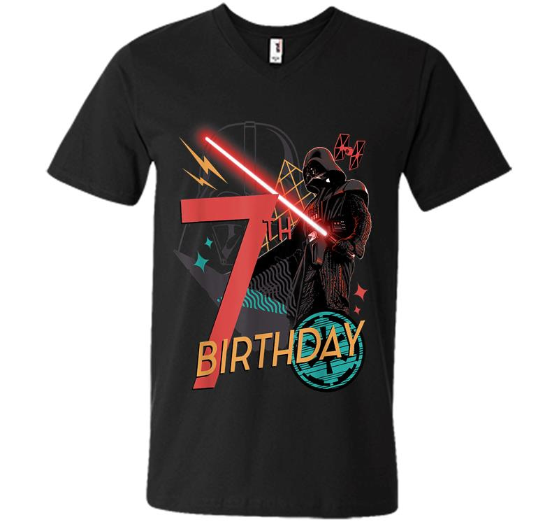 Star Wars Darth Vader 7Th Birthday Abstract Background V-Neck T-Shirt