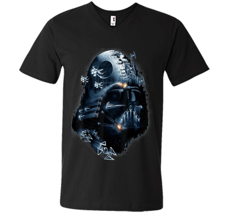 Star Wars Darth Vader Helmet Collage Graphic V-Neck T-Shirt