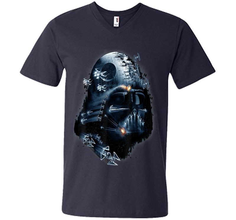 Inktee Store - Star Wars Darth Vader Helmet Collage Graphic V-Neck T-Shirt Image
