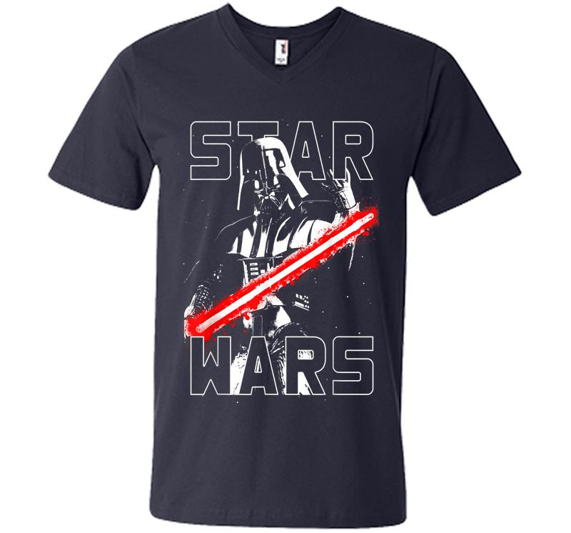 Inktee Store - Star Wars Darth Vader Lightsaber Taunting Graphic V-Neck T-Shirt Image