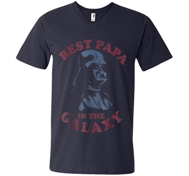 Inktee Store - Star Wars Darth Vader Retro Best Papa Graphic V-Neck T-Shirt Image