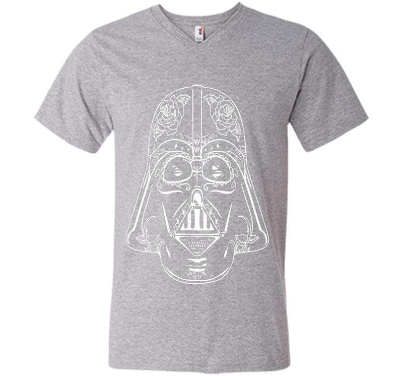 Inktee Store - Star Wars Darth Vader Sugar Skull Classic Graphic V-Neck T-Shirt Image