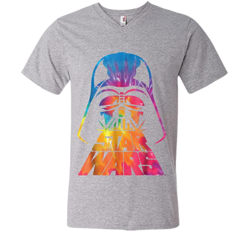 Inktee Store - Star Wars Darth Vader Tie Dye Helmet Graphic Z1 V-Neck T-Shirt Image