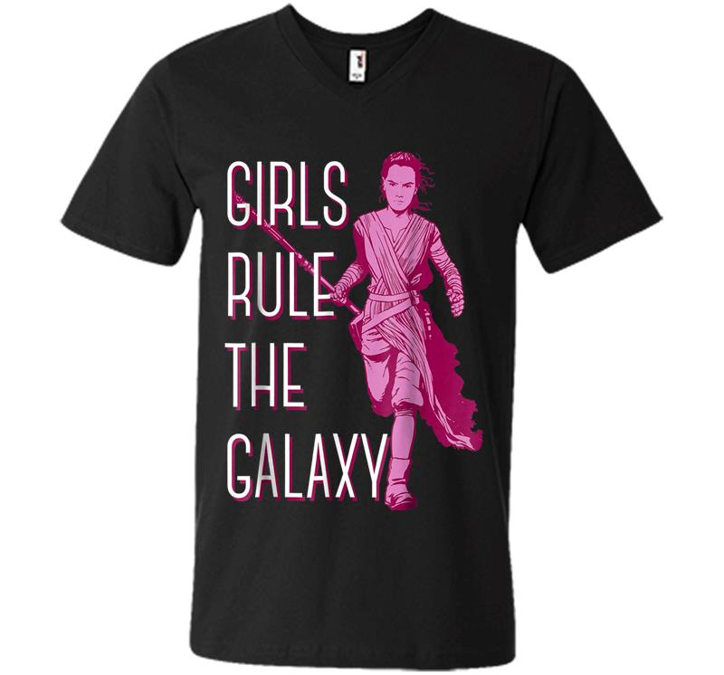 Star Wars Episode 7 Rey Girls Rule The Galaxy V-Neck T-Shirt