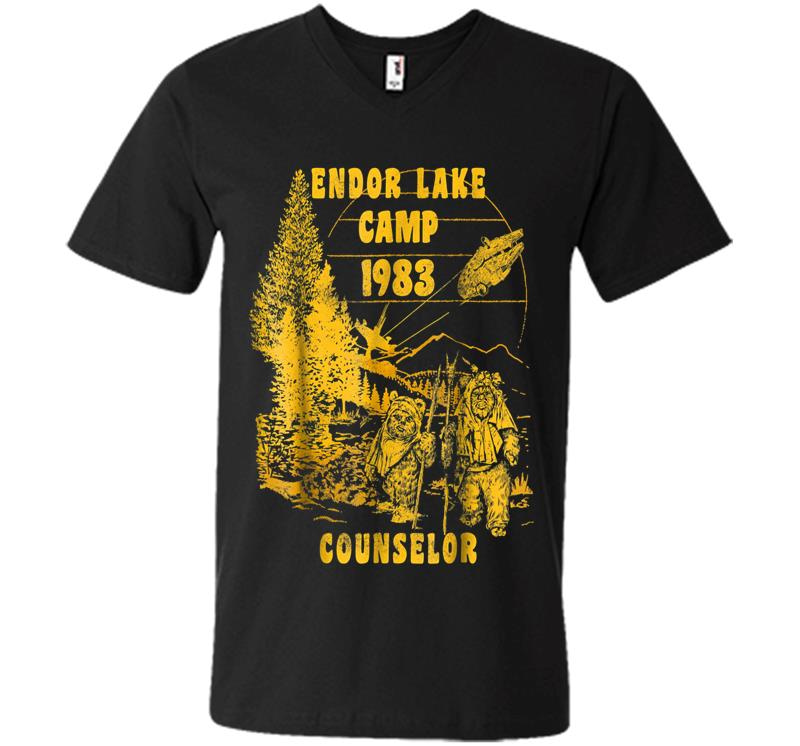 Star Wars Ewok Endor Lake '83 Camp Counselor Graphic V-Neck T-Shirt