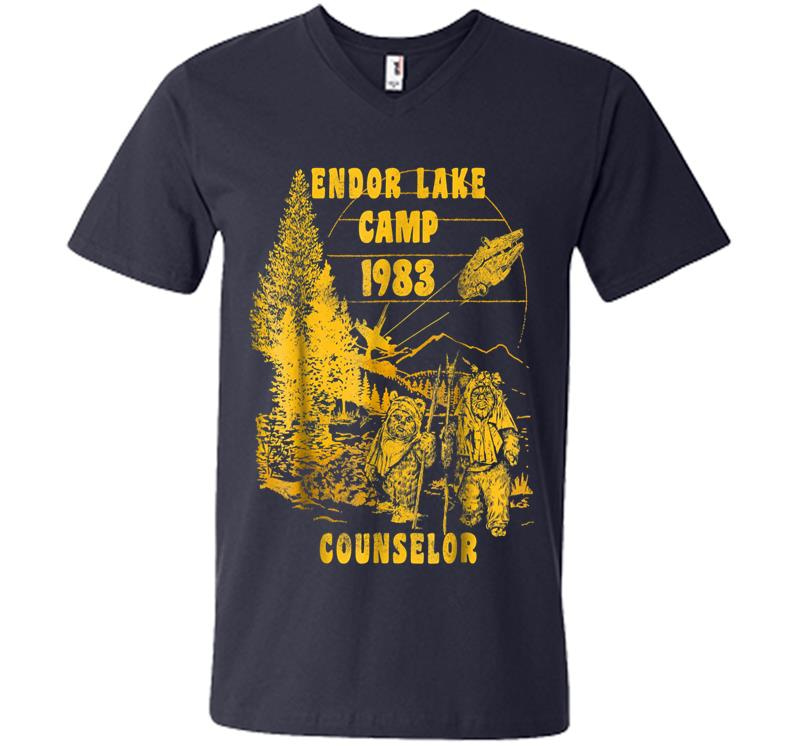 Inktee Store - Star Wars Ewok Endor Lake '83 Camp Counselor Graphic V-Neck T-Shirt Image