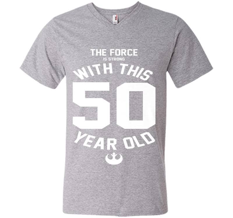 Inktee Store - Star Wars Force Is Strong With This 50 Year Old Rebel Logo Premium V-Neck T-Shirt Image