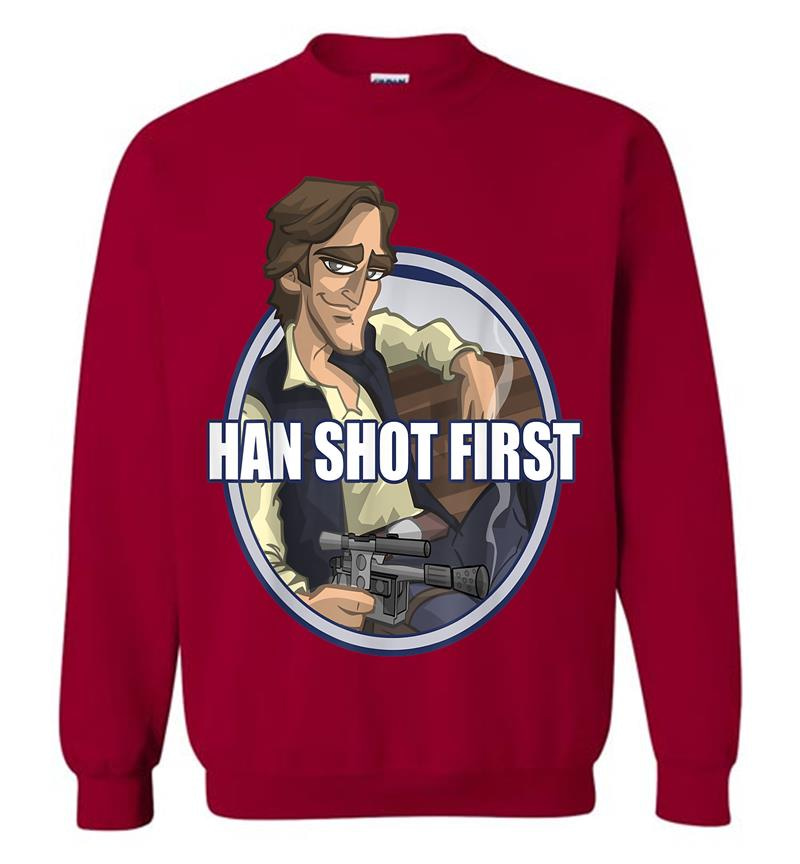 Inktee Store - Star Wars Han Solo Shot First Cartoon Graphic Sweatshirt Image