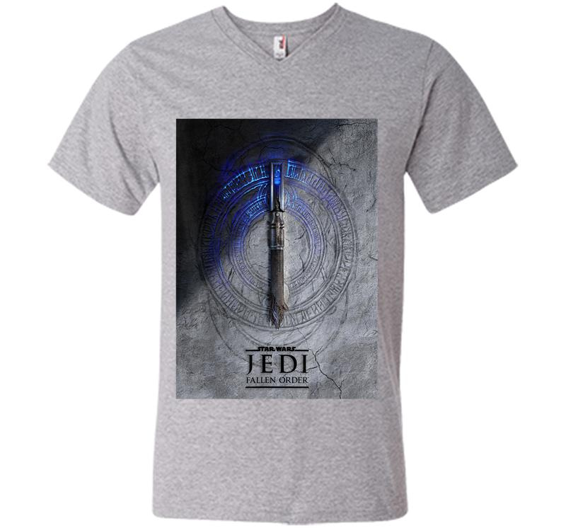 Inktee Store - Star Wars Jedi Fallen Order Teaser Image Lightsaber V-Neck T-Shirt Image