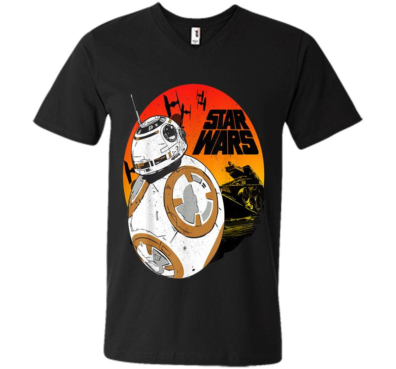 Star Wars Last Jedi Bb-8 Retro Sunset Rollabout V-Neck T-Shirt