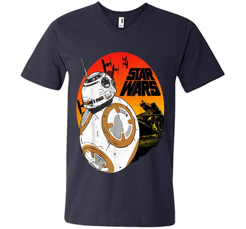 Inktee Store - Star Wars Last Jedi Bb-8 Retro Sunset Rollabout V-Neck T-Shirt Image