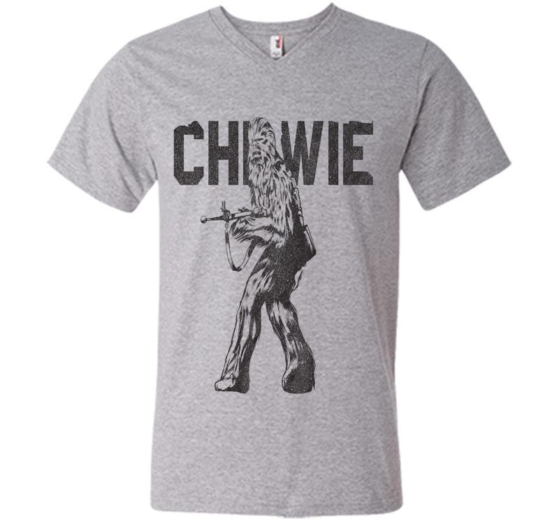Inktee Store - Star Wars Last Jedi Chewie Distressed Vintage V-Neck T-Shirt Image