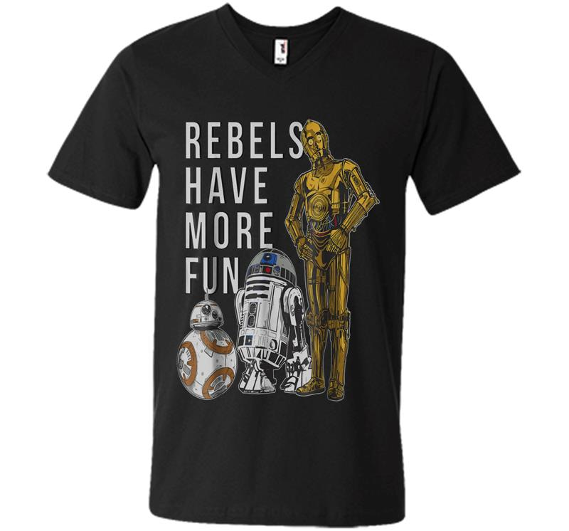 Star Wars Last Jedi Droids Rebels Have More Fun Gold V-Neck T-Shirt